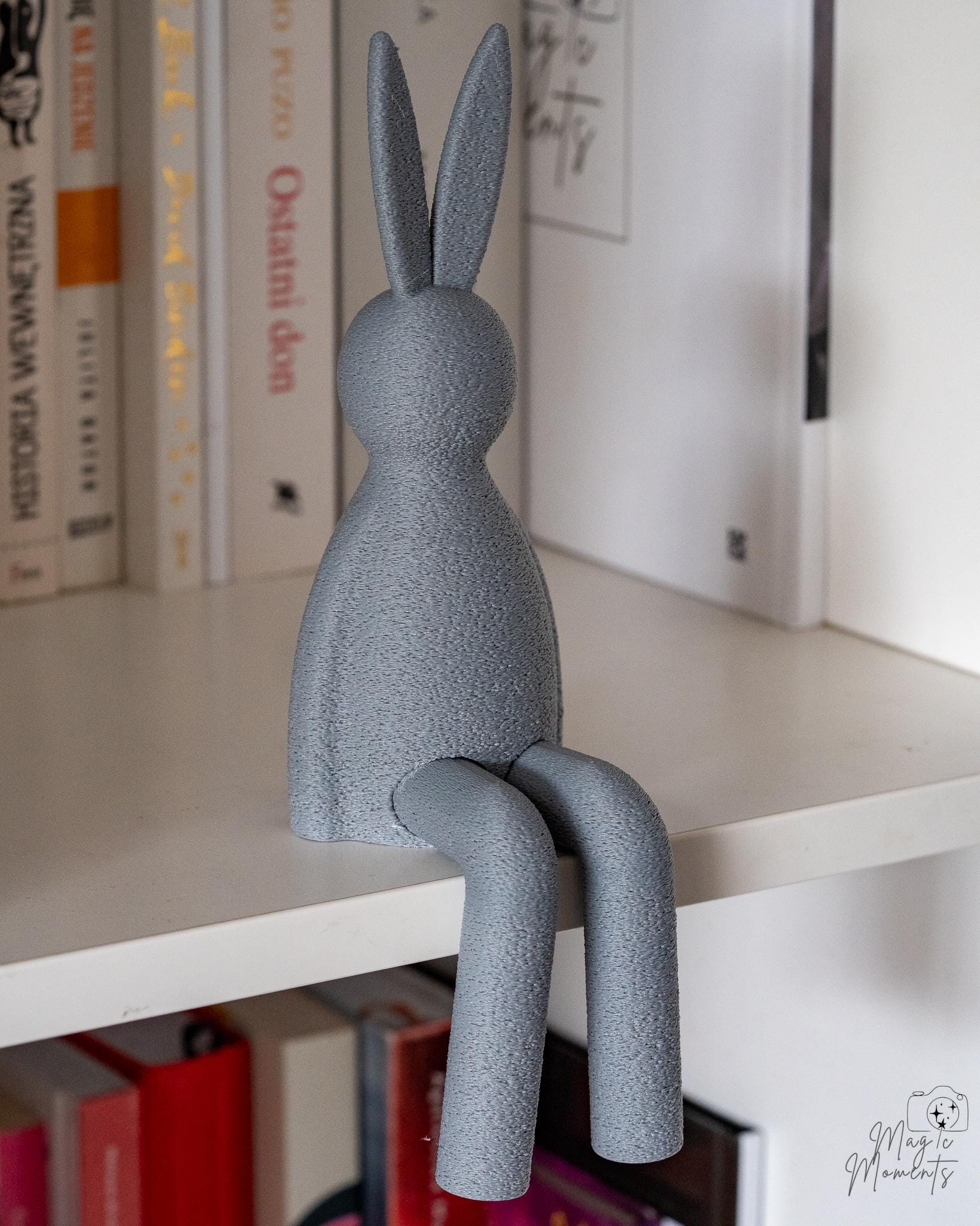 grey easter bunny shelf sitter 3d printed rabbit decor