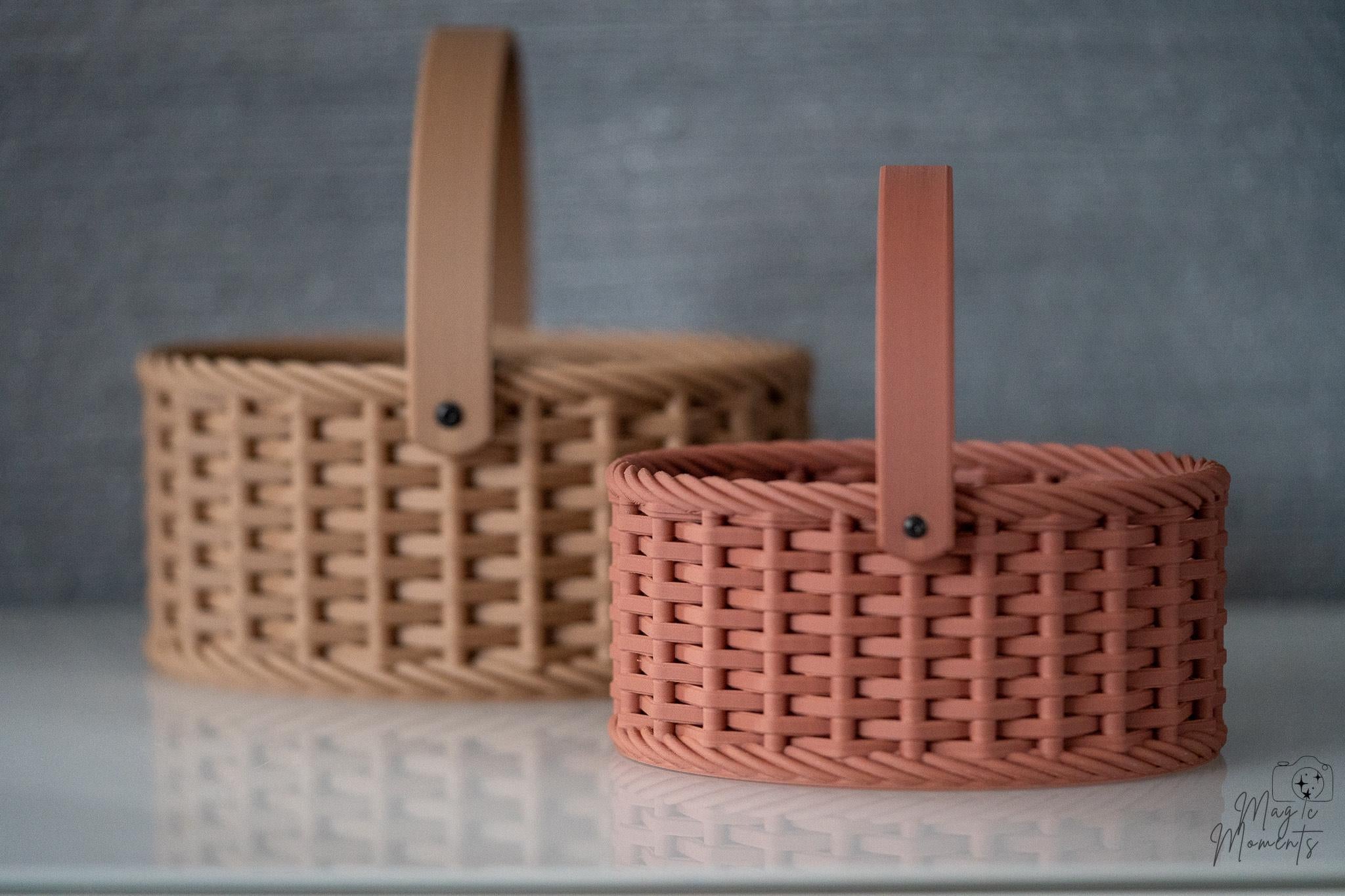 woven basket organisers with handles