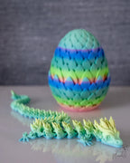 rainbow dragon egg container with articulated dragon
