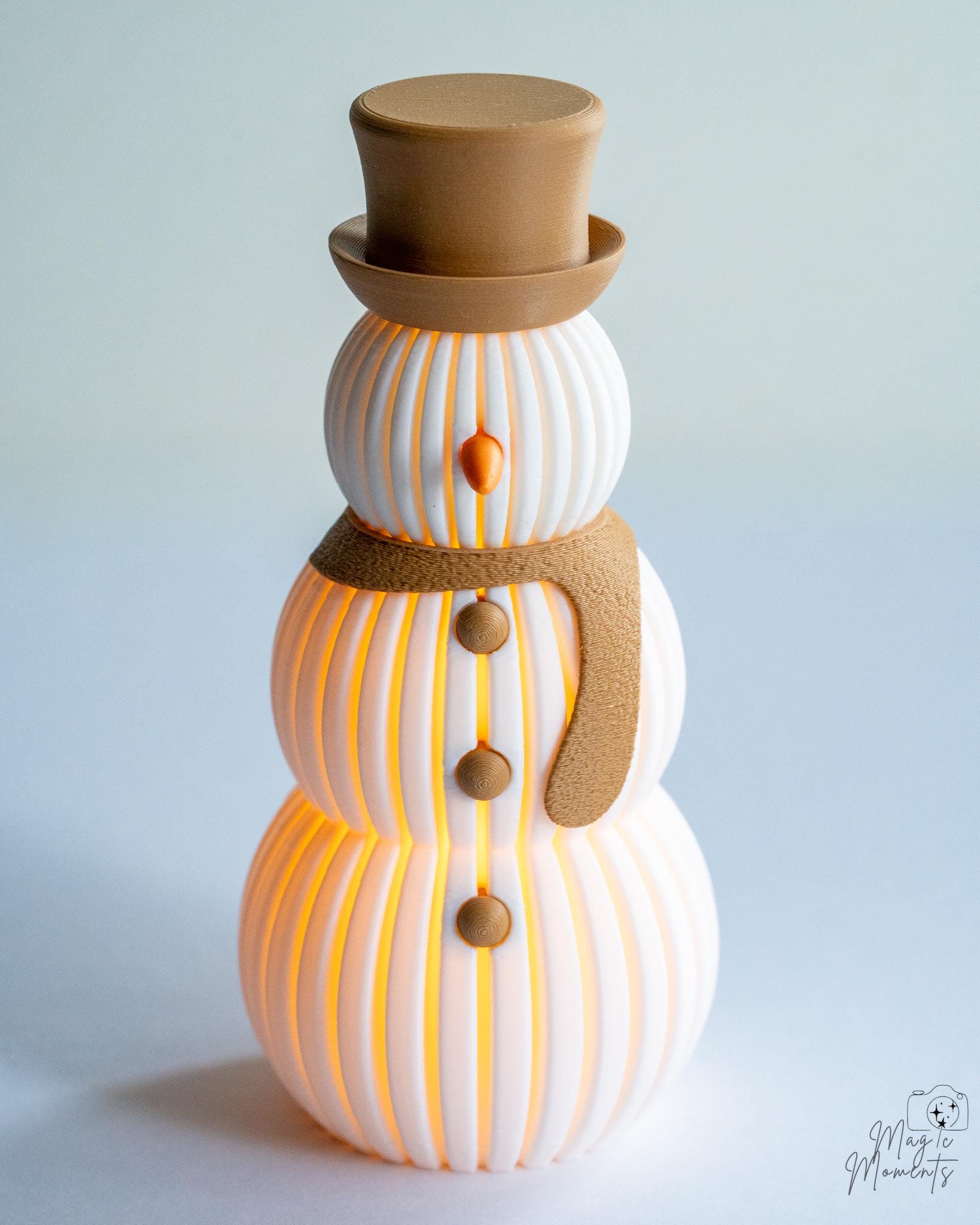 Brown hat snowman figure with ribbed spiral texture