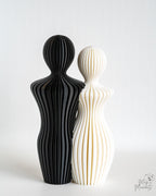 3D printed couple sculptures in black and white colours