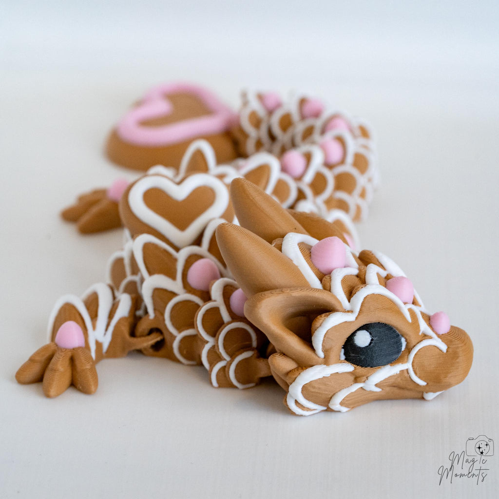 heart themed gingerbread dragon 3d printed fantasy figure