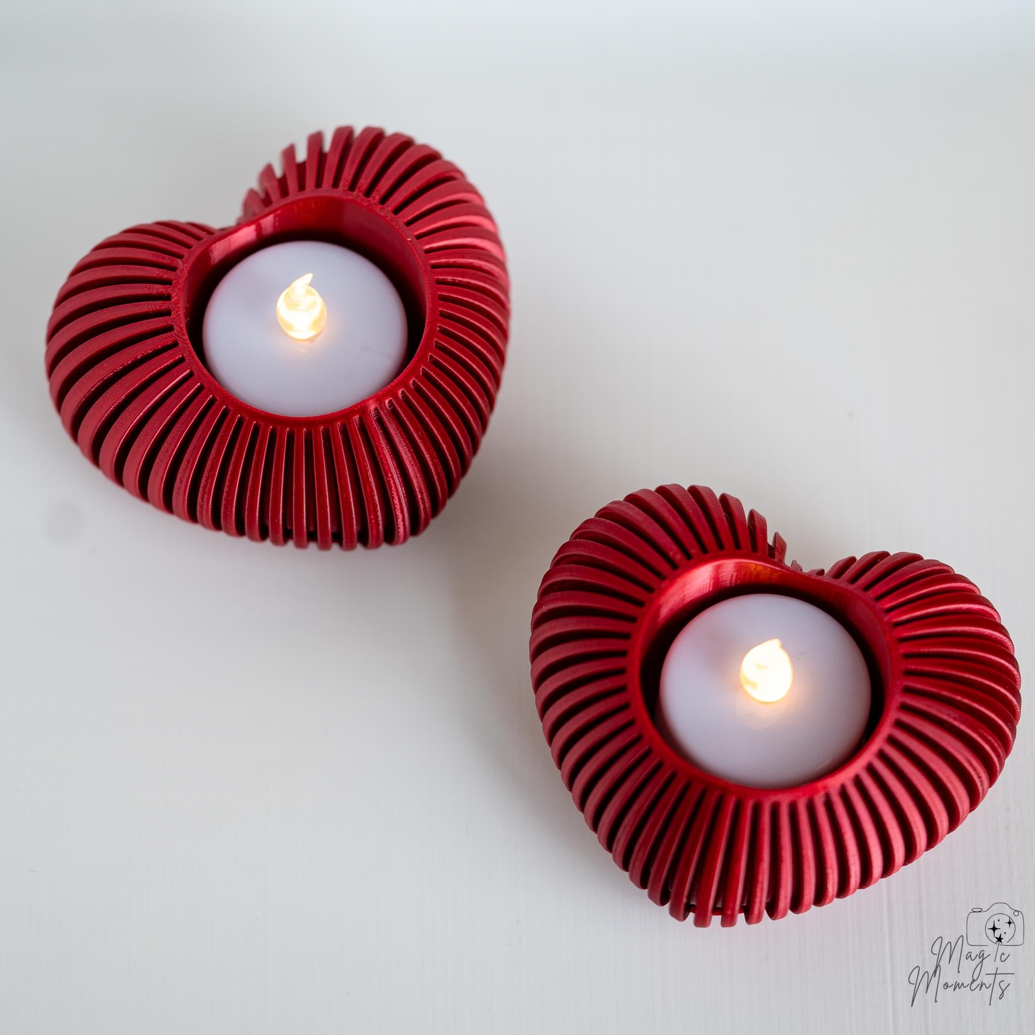 Heart shaped tealight holder collection with ribbed modern design