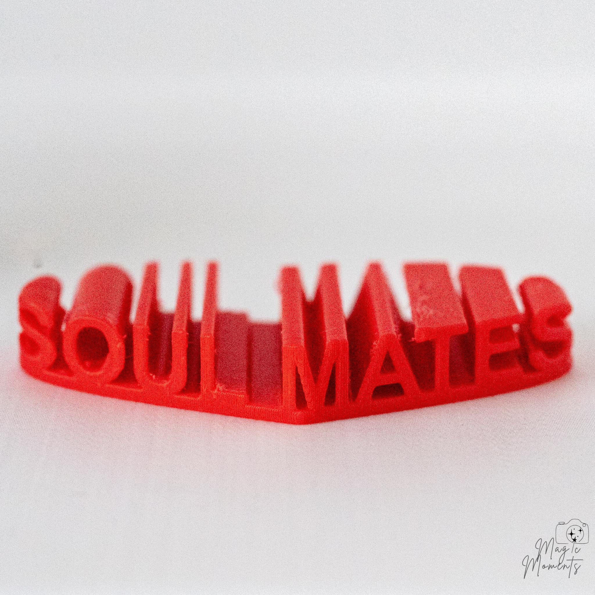 Soulmates text Valentine decoration with bold red lettering