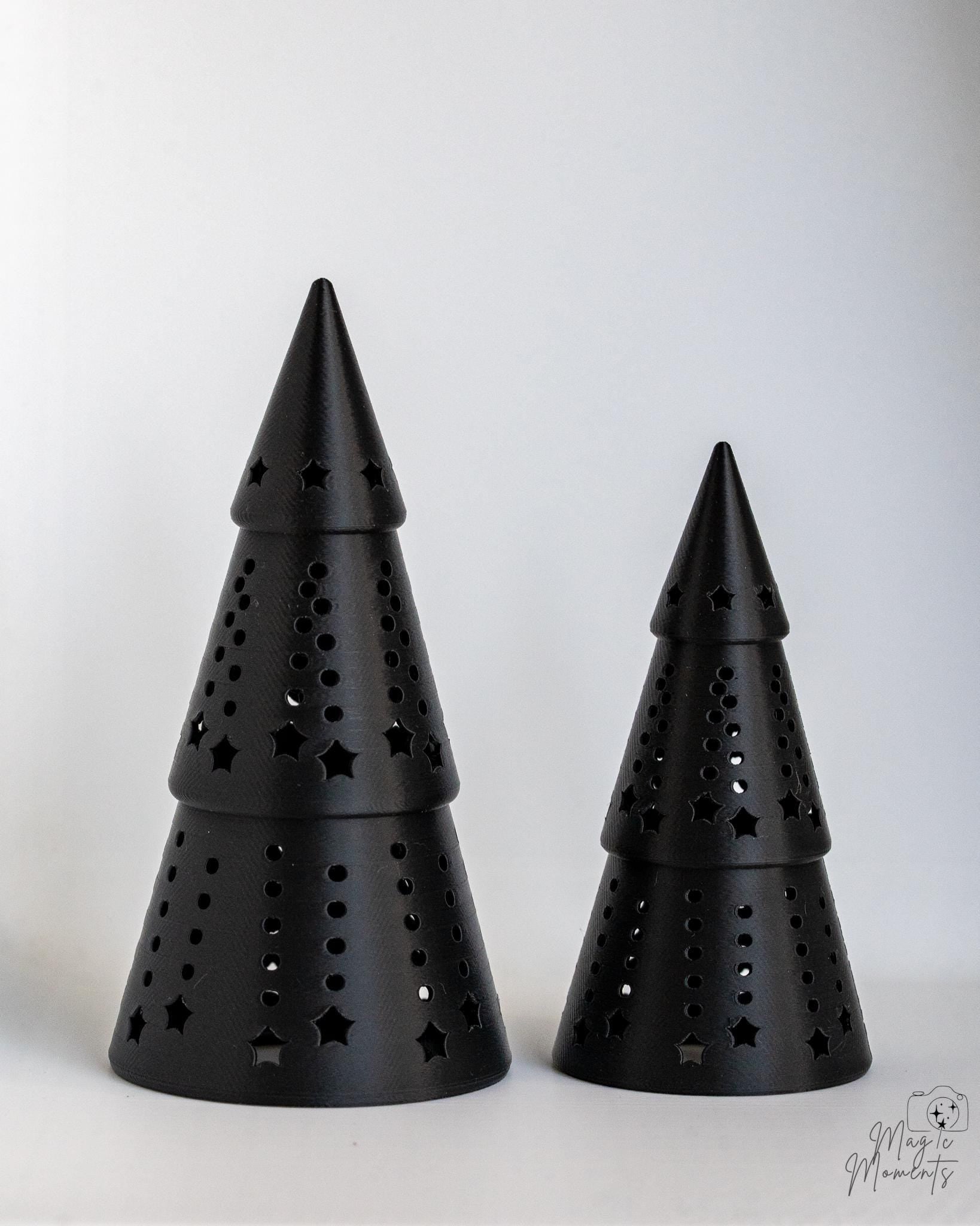 black christmas tree candle holders