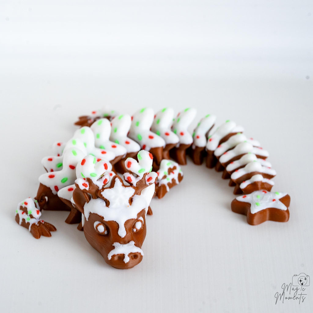 coiled gingerbread dragon 3d printed articulated christmas dragon