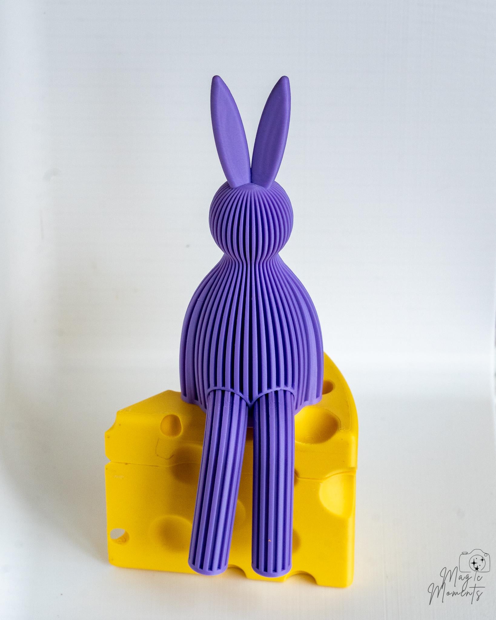 purple easter bunny figurine 3d printed rabbit decor