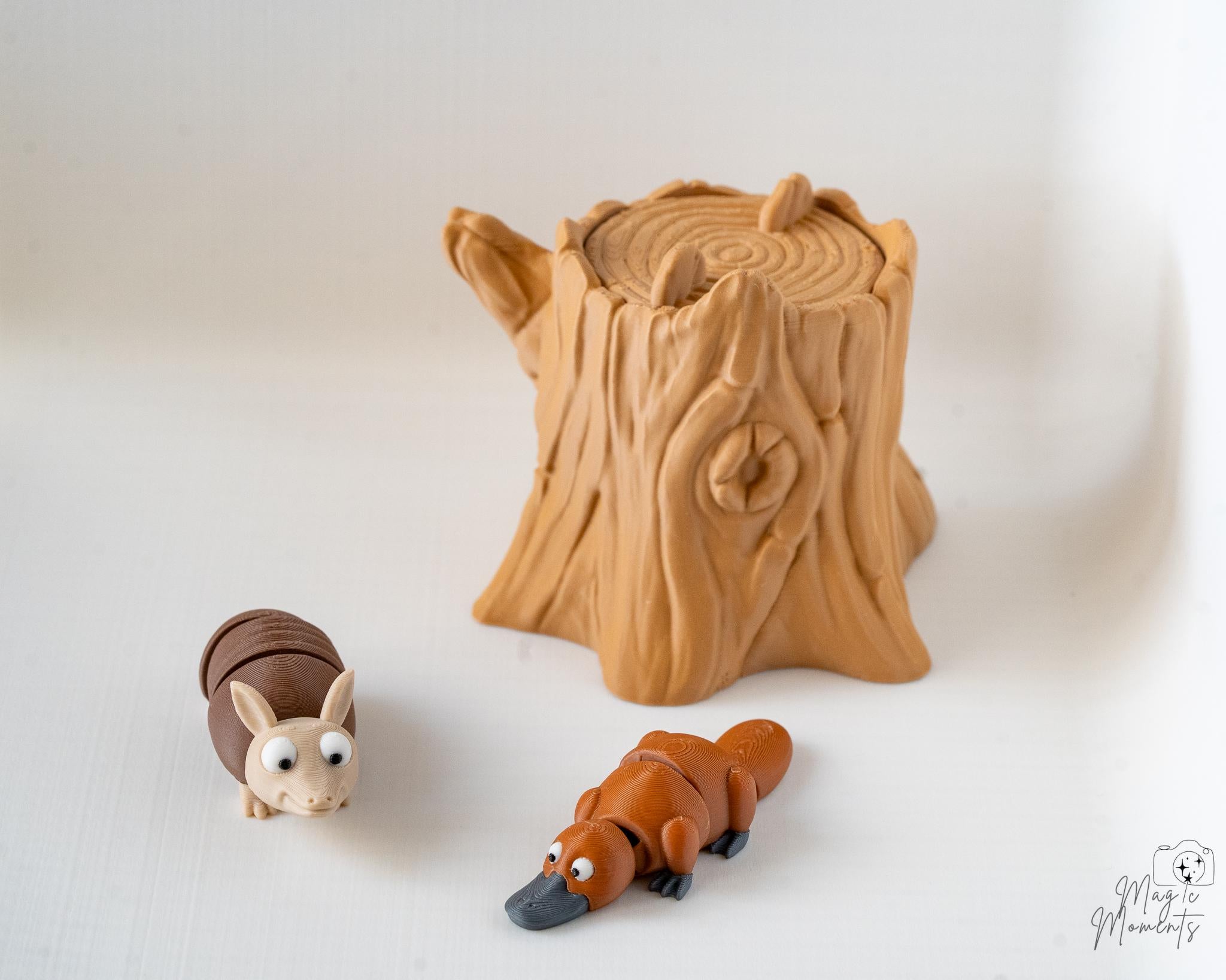 woodland animal set with tree stump 3d printed forest decor