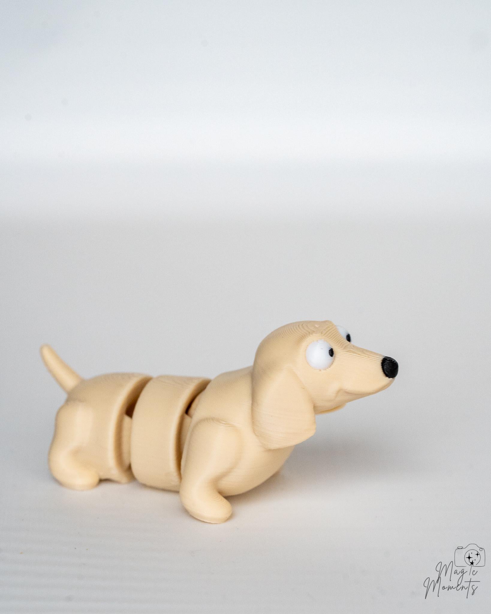 Beige articulated puppy decorative figure