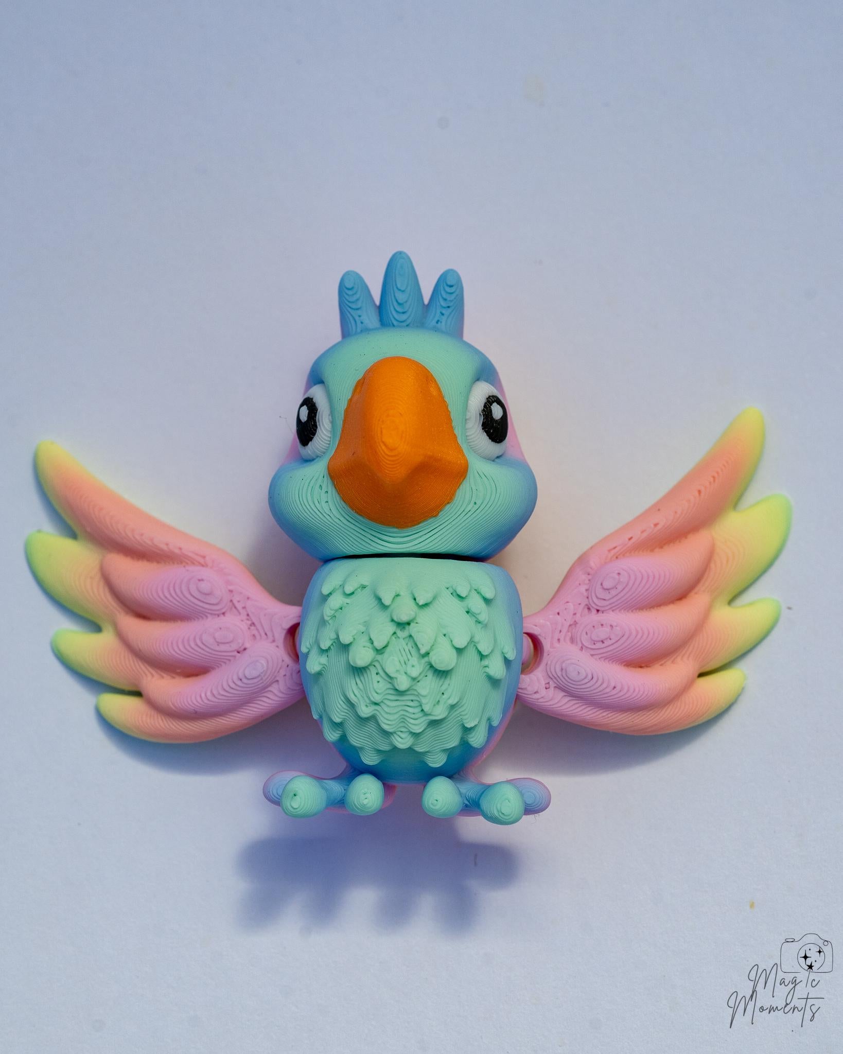 colorful bird figurine 3d printed fantasy bird decor