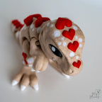 Heart T-rex Dinosaur Figurine - Articulated 3D Printed Valentine Dino