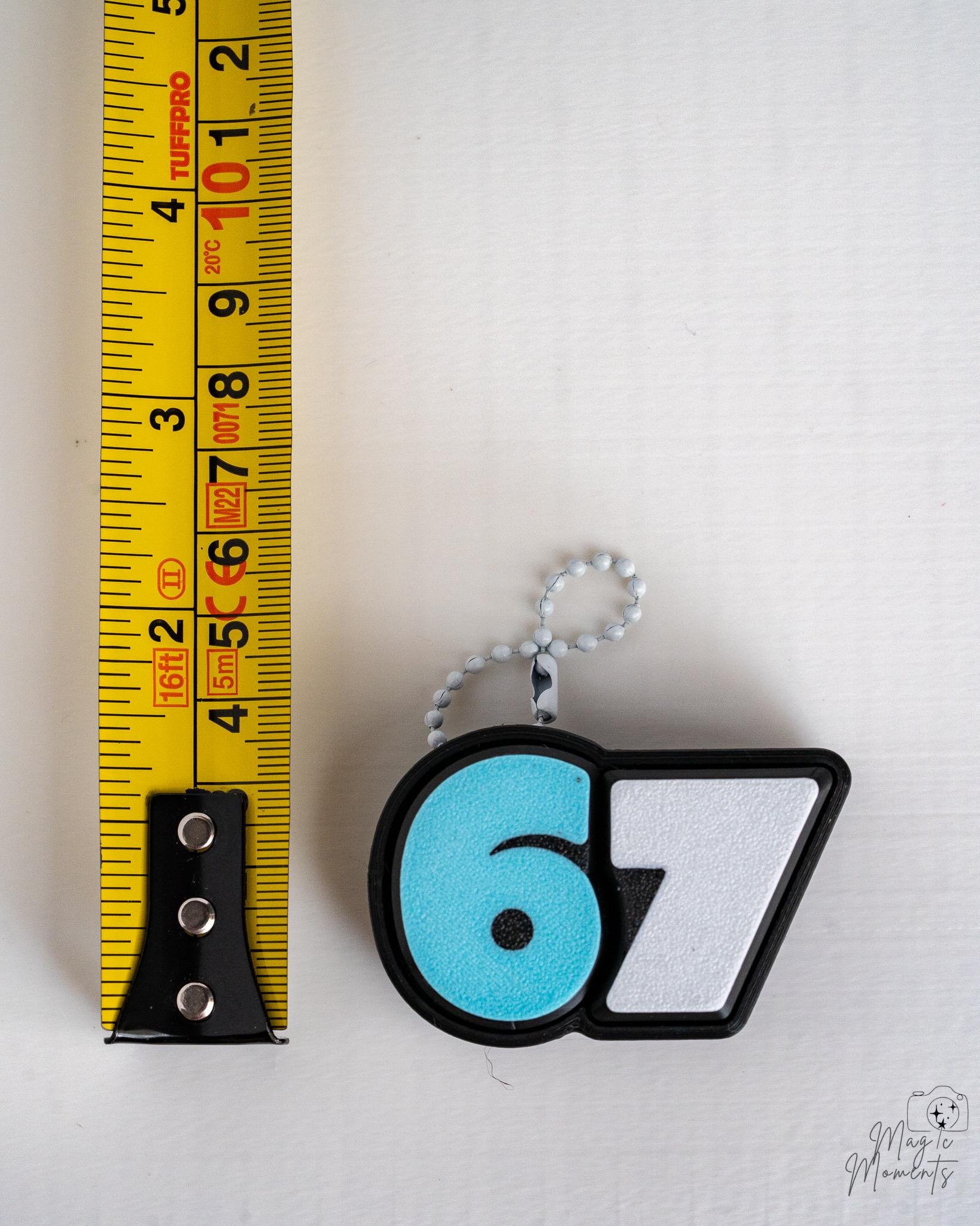 67 clicker keychain size reference 3d printed with ruler
