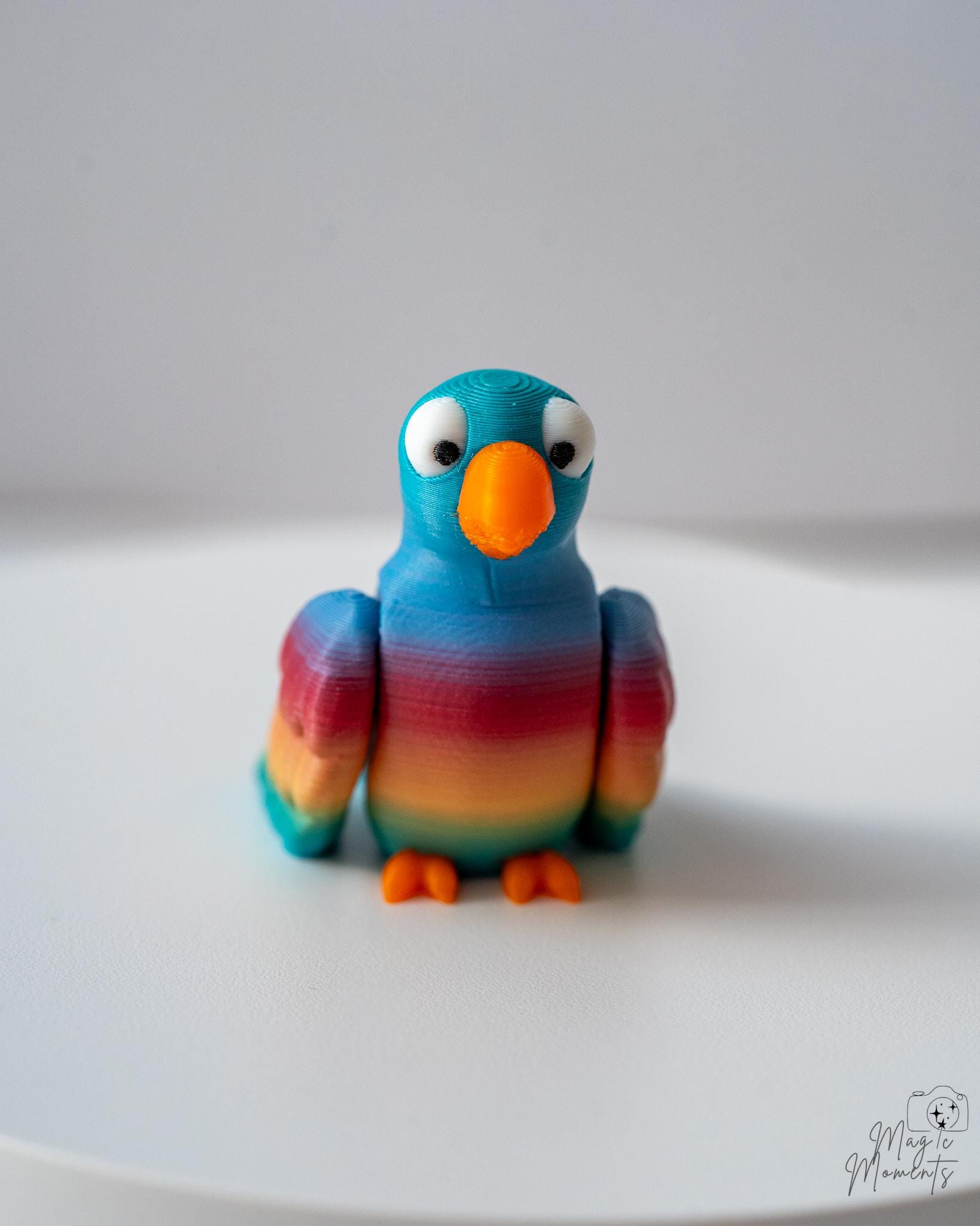 rainbow bird figurine 3d printed colorful bird decor