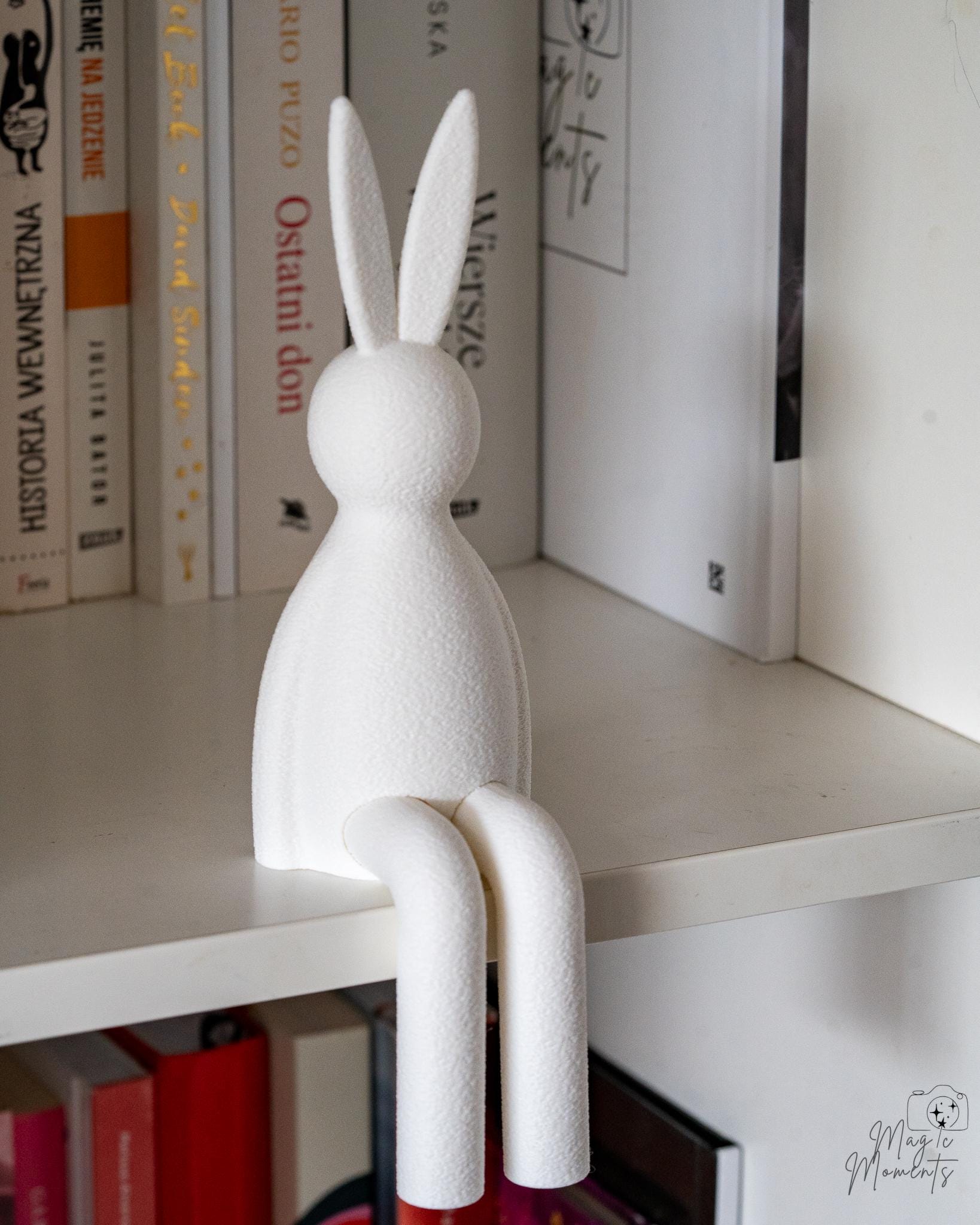 white easter bunny shelf sitter 3d printed rabbit decor