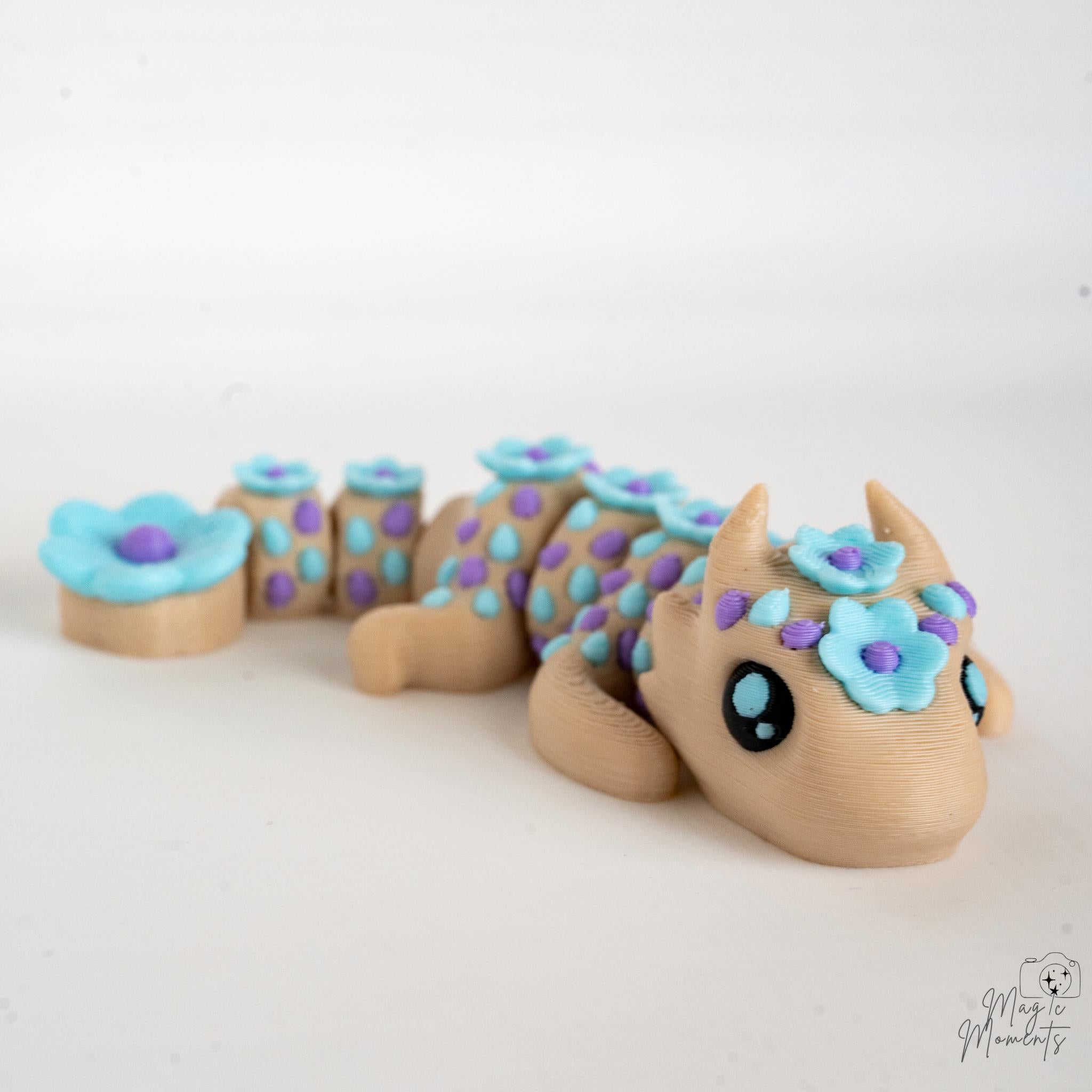 flower dragon figurine 3d printed articulated fantasy dragon