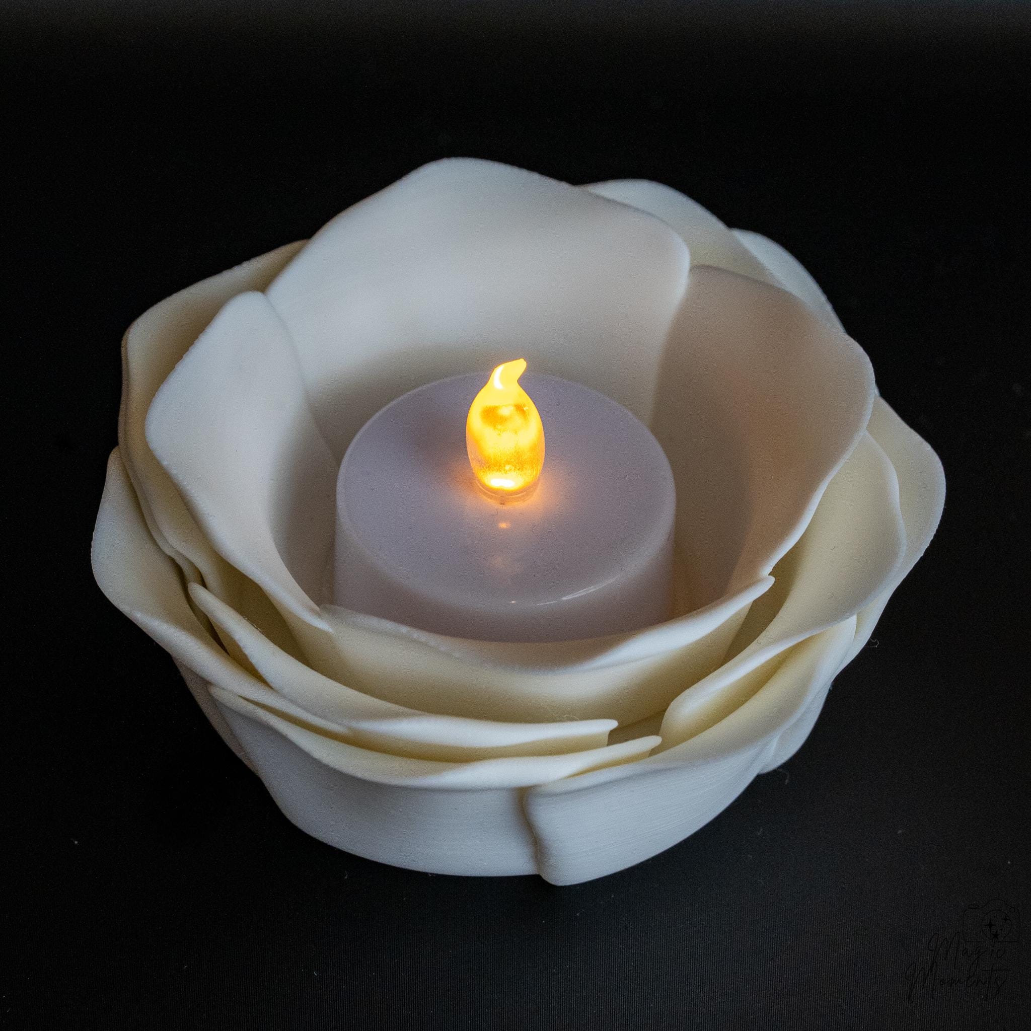 white rose tealight holder