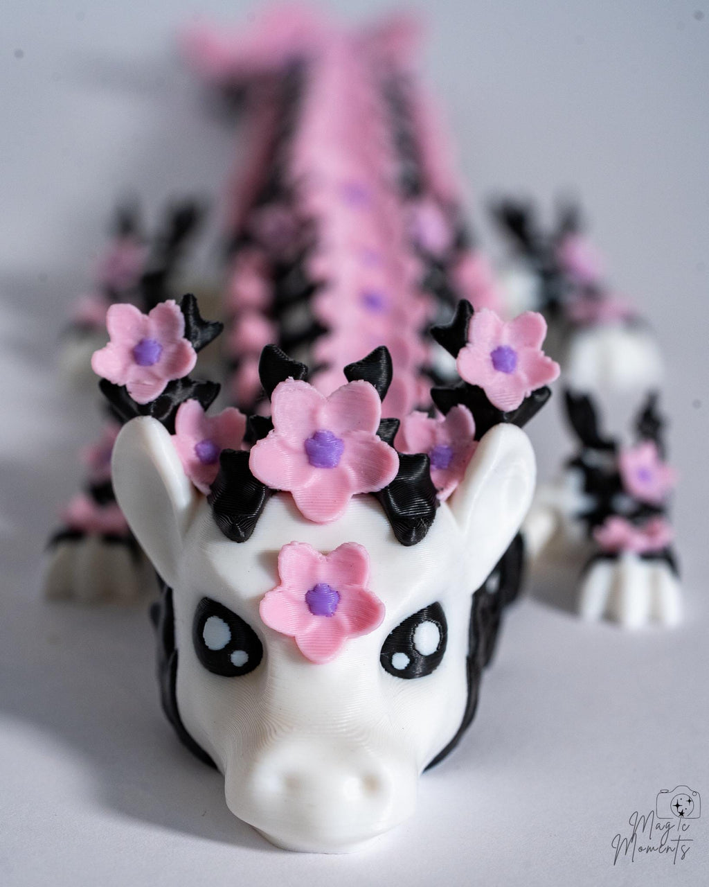 Fantasy blossom dragon with pink flower details