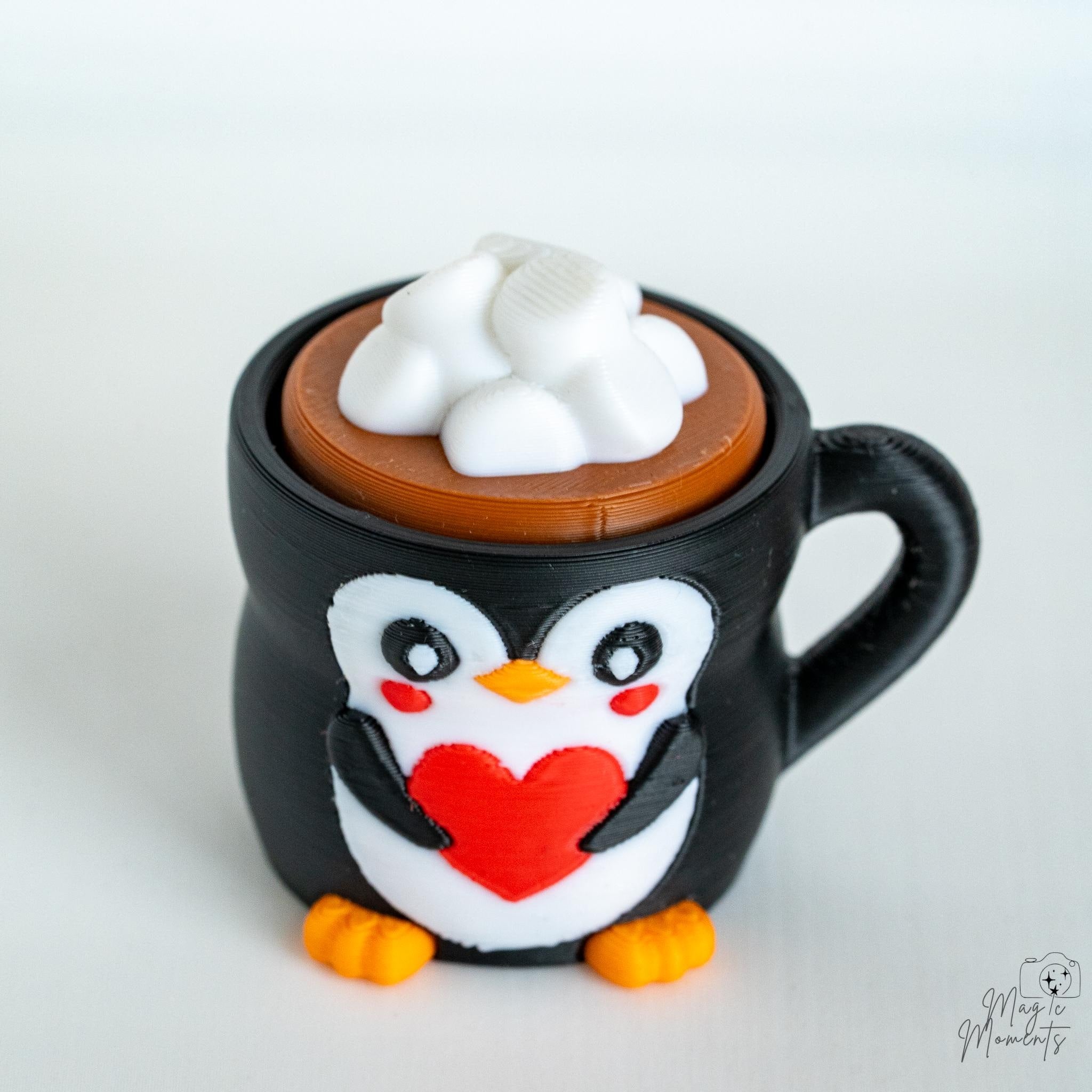 Penguin Mug Clicker - 3D Printed Penguin Fidget Desk Gadget