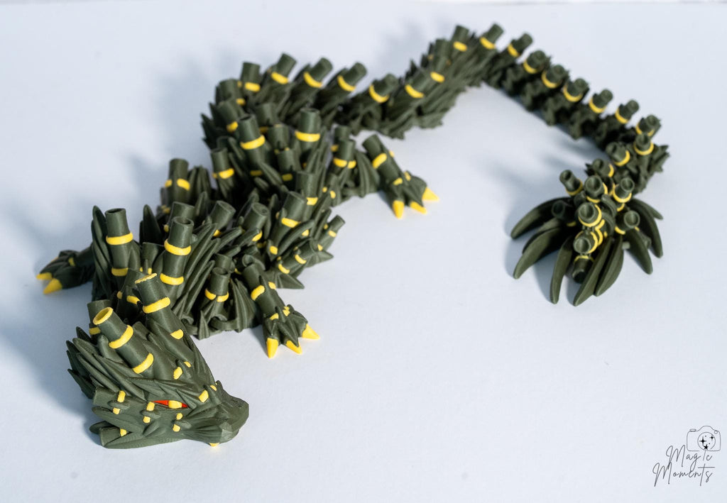 3D printed bamboo dragon decoration with flexible segmented body