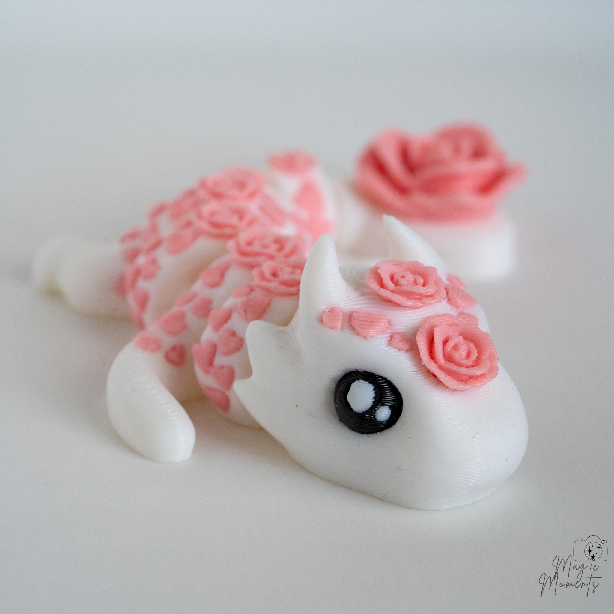 cute rose dragon 3d printed fantasy creature