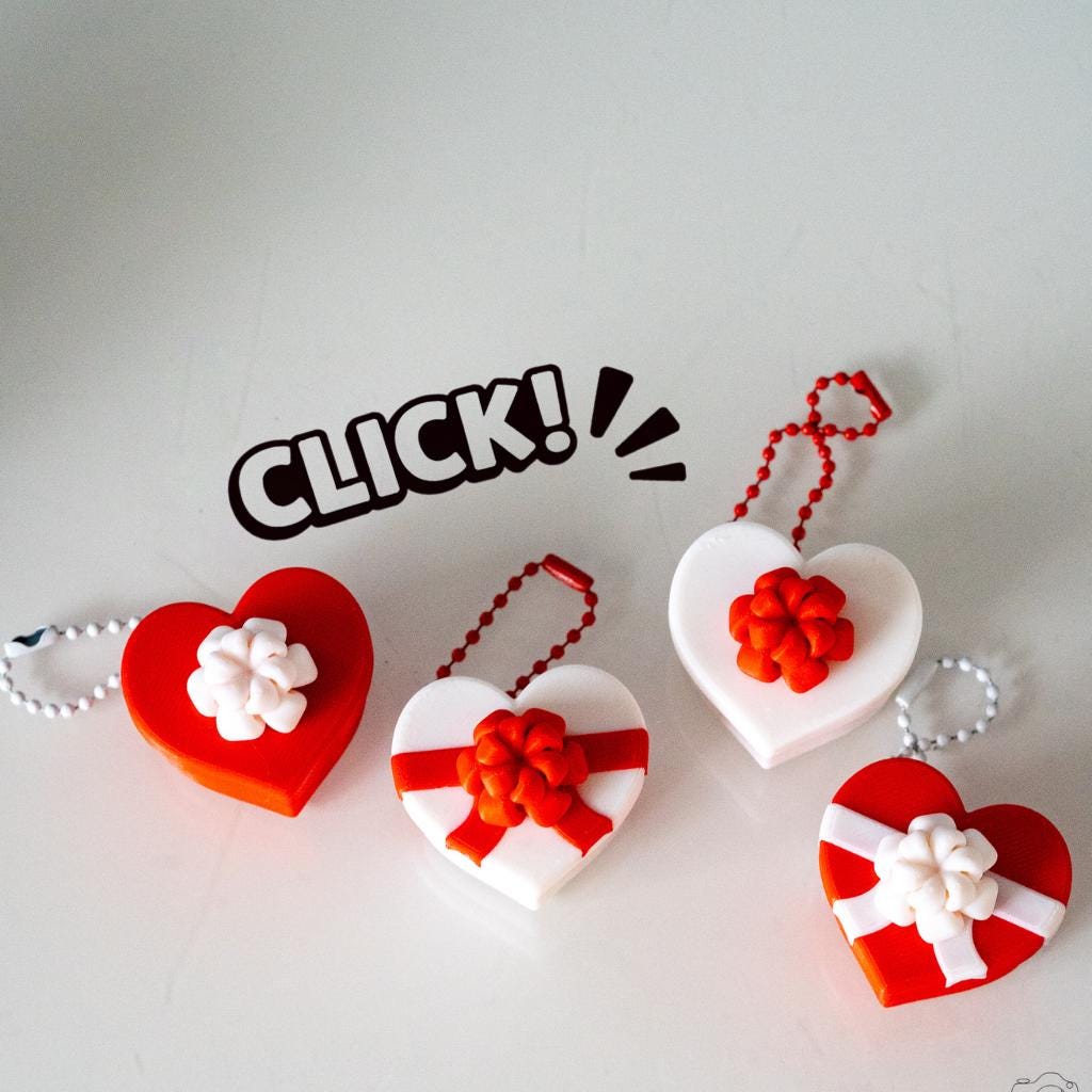 valentines heart clicker ornaments