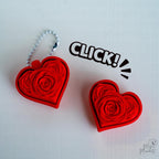 heart clicker keychain 3d printed rose fidget charm