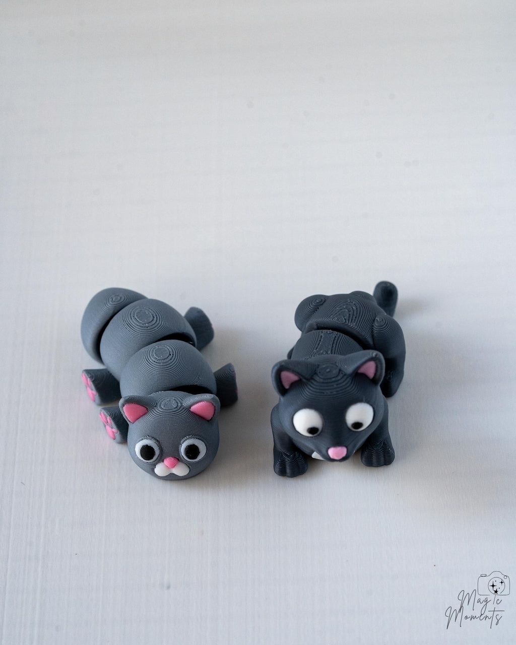 two cute articulated cats figurine 3d printed animal decor