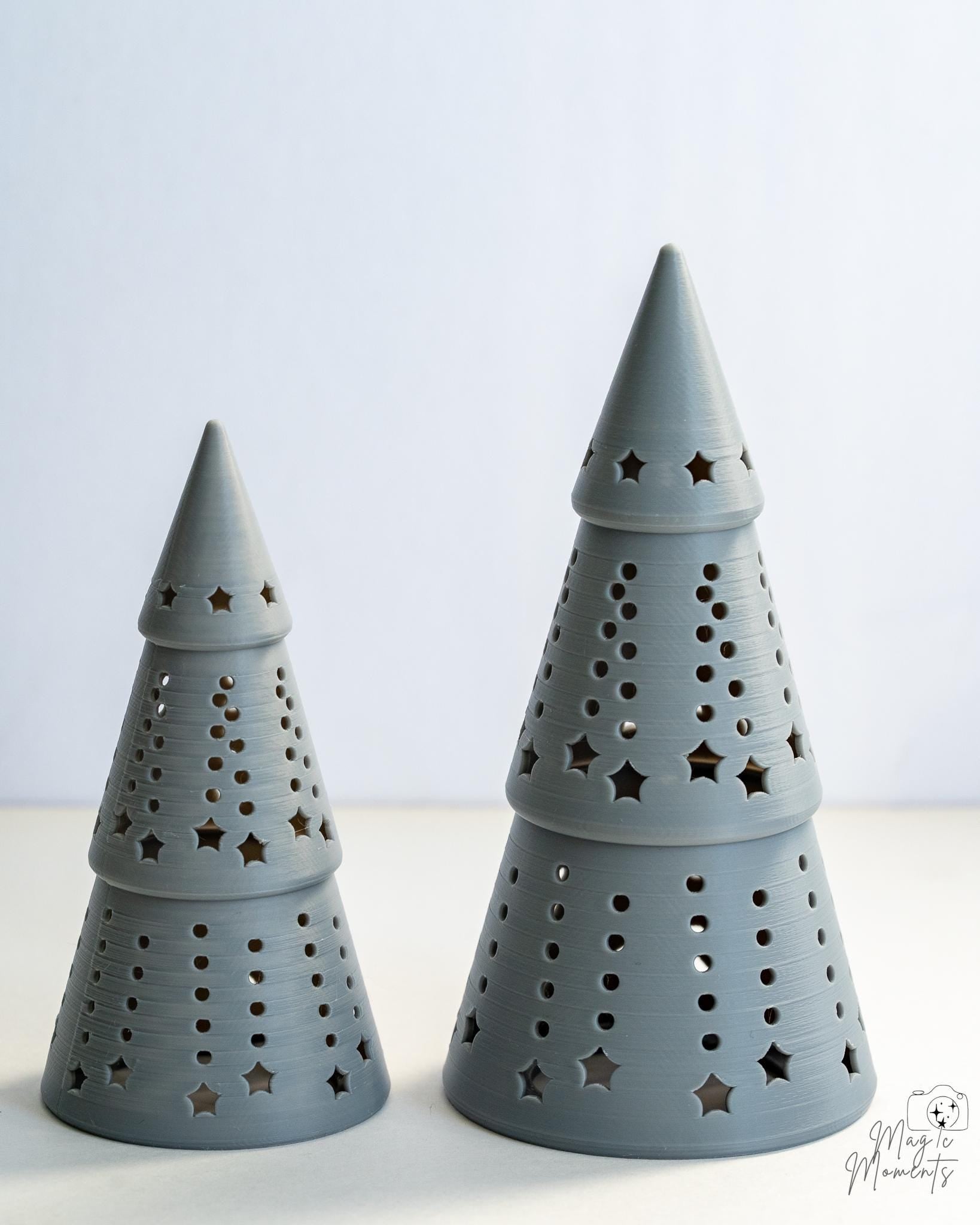 grey christmas tree tealight holders