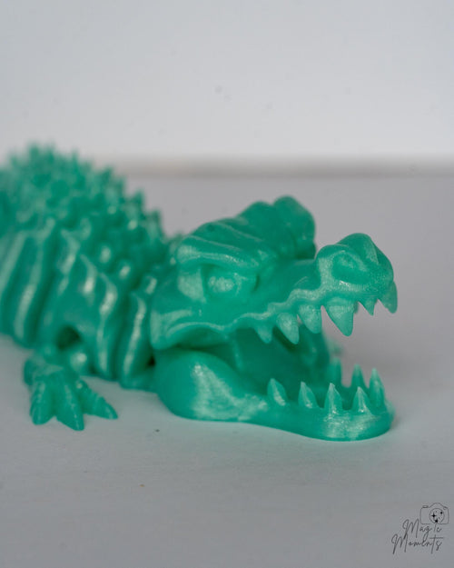 green crocodile skeleton figure