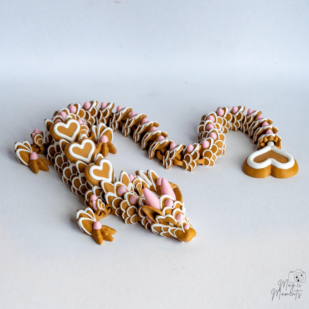heart themed gingerbread dragon 3d printed fantasy figure