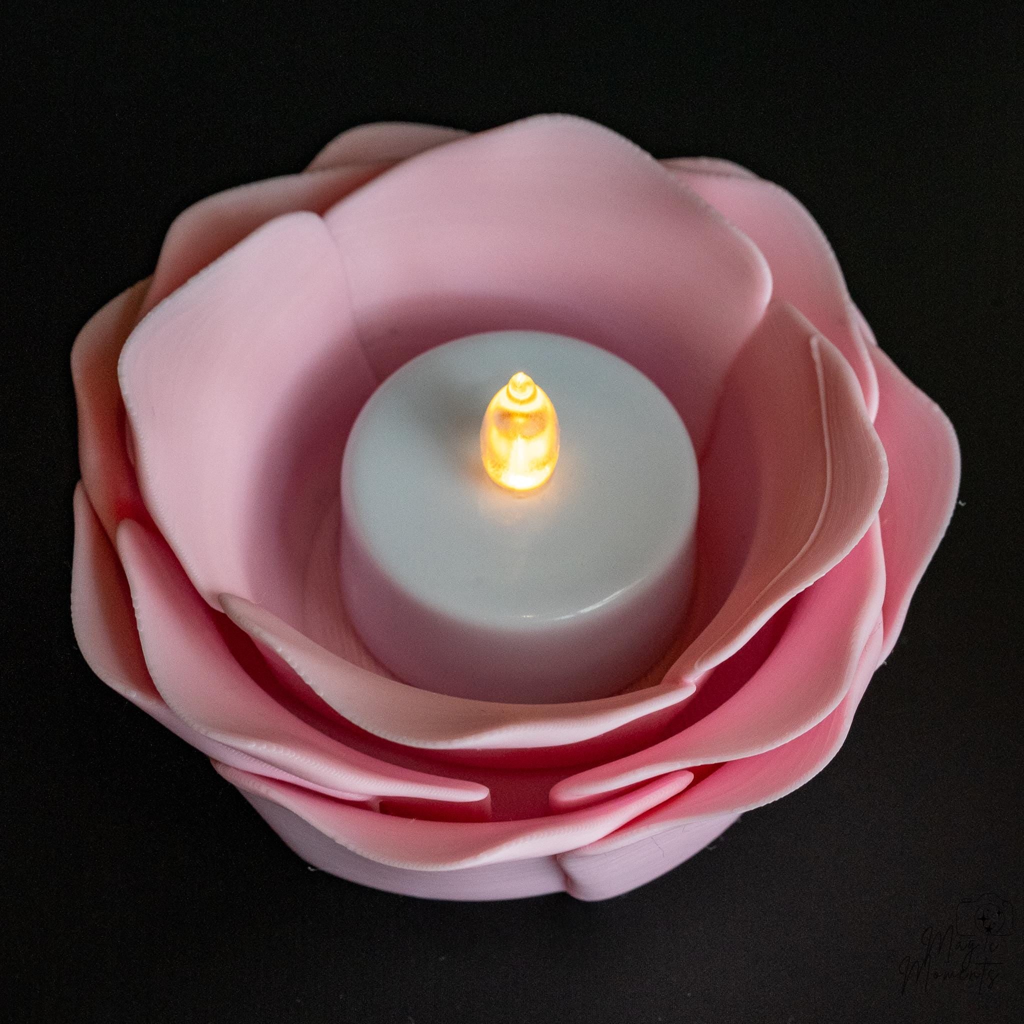 pink rose tealight holder