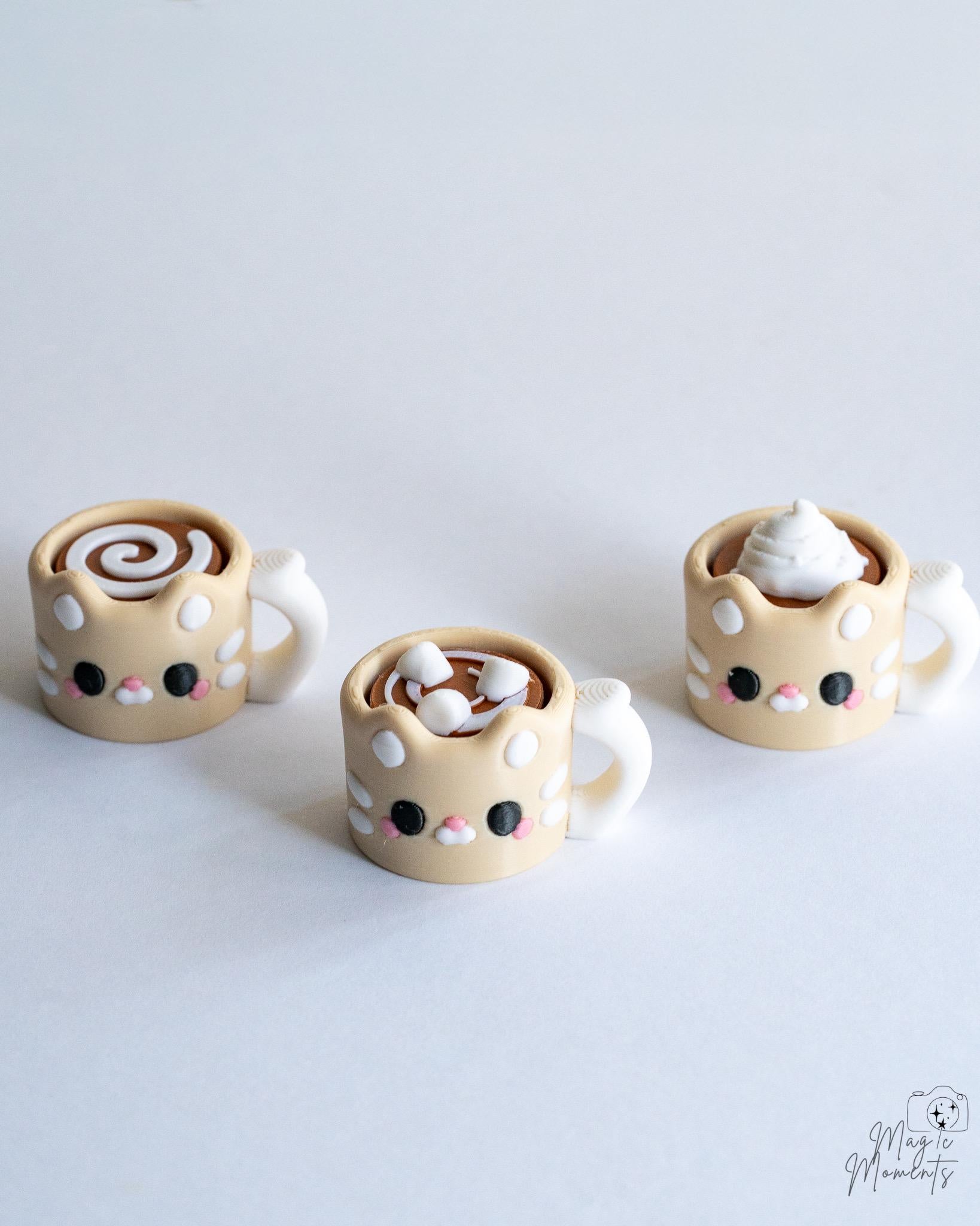 Cappuccino Cat Clicker – Satisfying Fidget Keychain