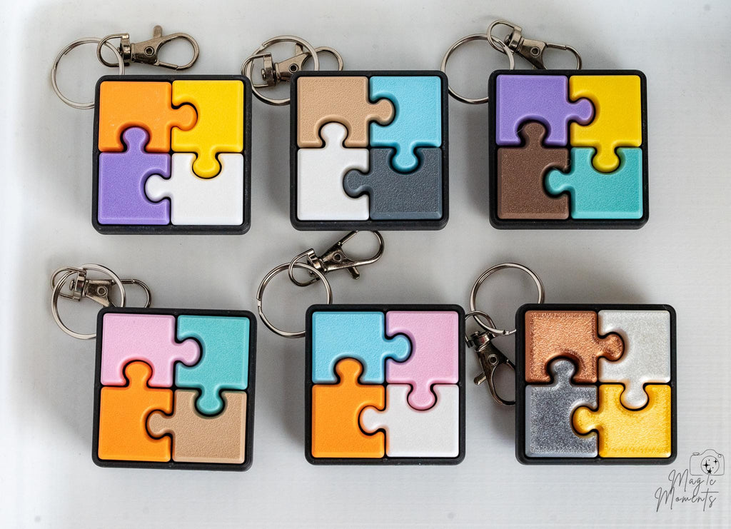 puzzle keychain colorful sensory keyring clicker