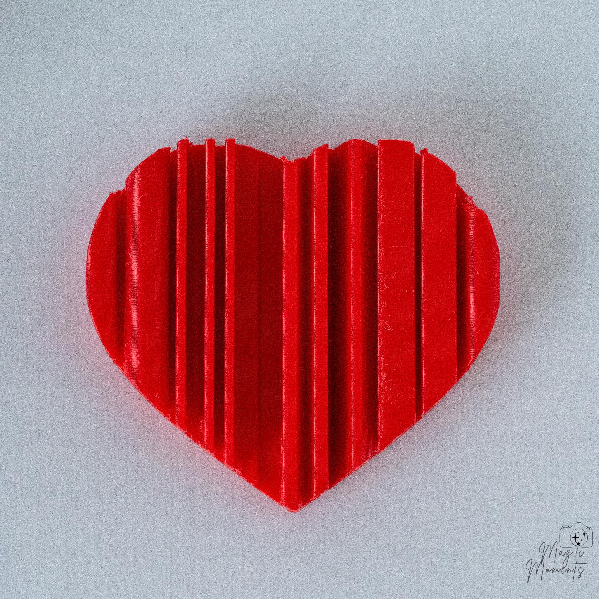 Red ribbed heart decoration with minimalist Valentine style