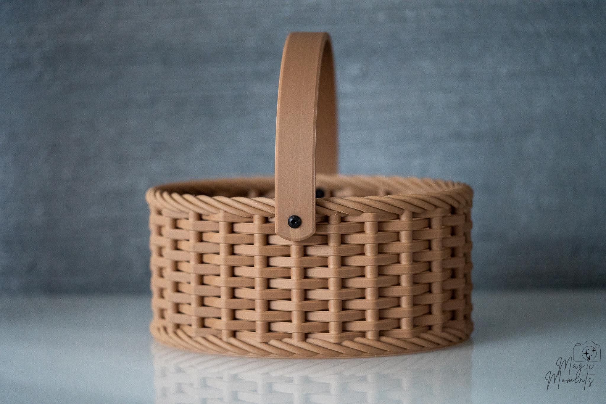 beige woven basket organiser