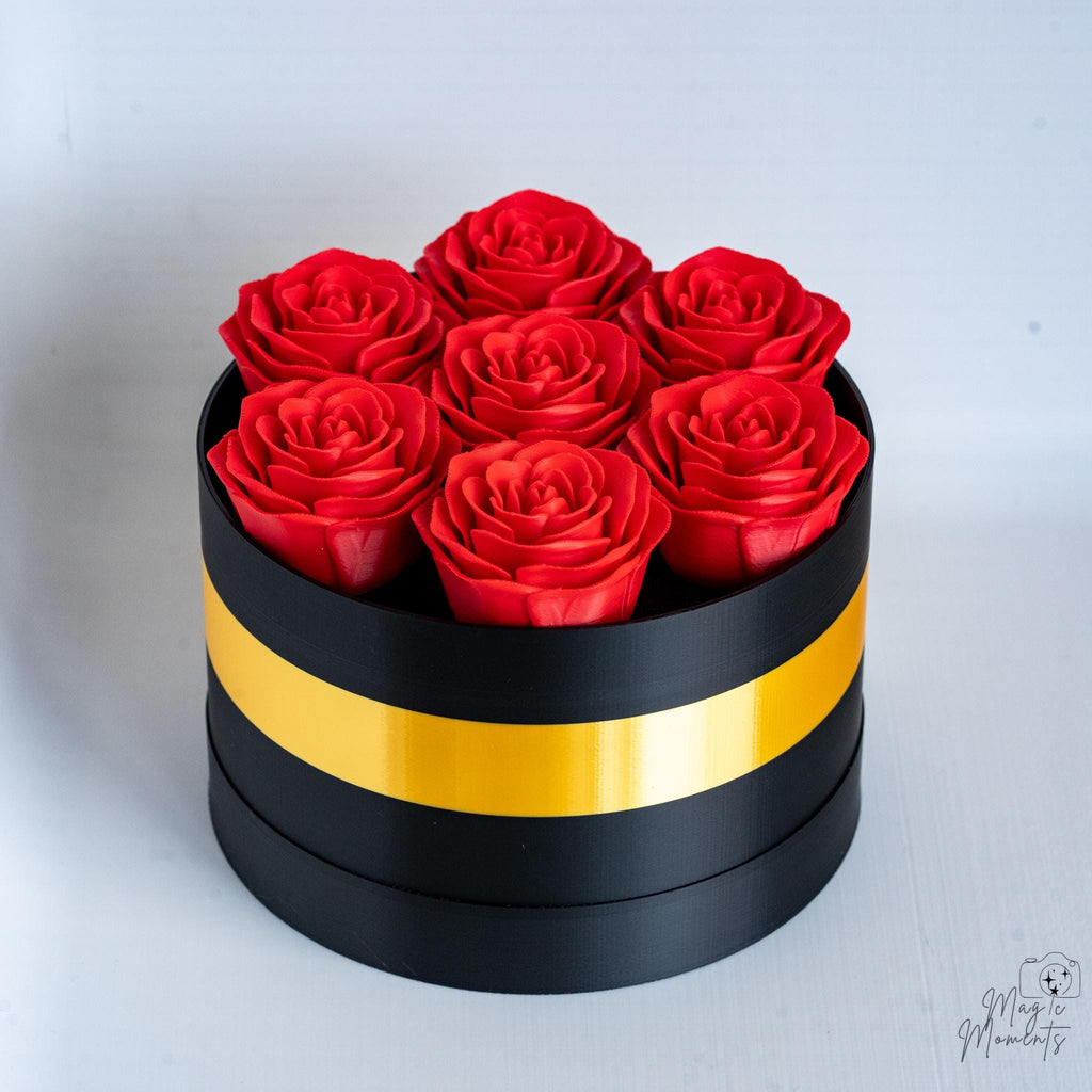 Round rose gift box arrangement with luxury presentation