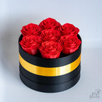 Round rose gift box arrangement with luxury presentation