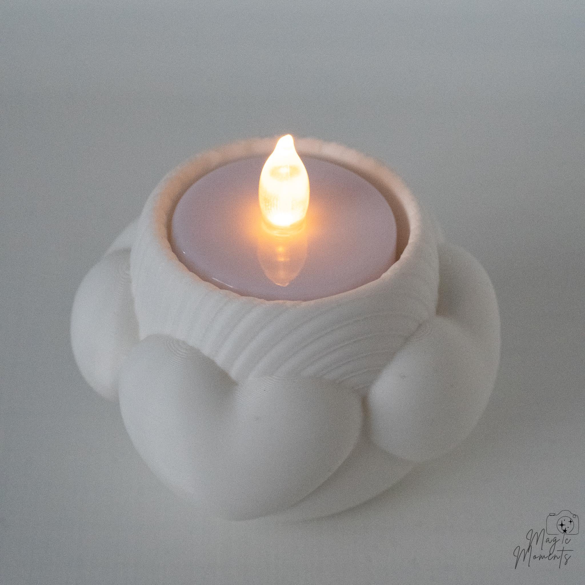 White heart tealight holder with textured layered heart details