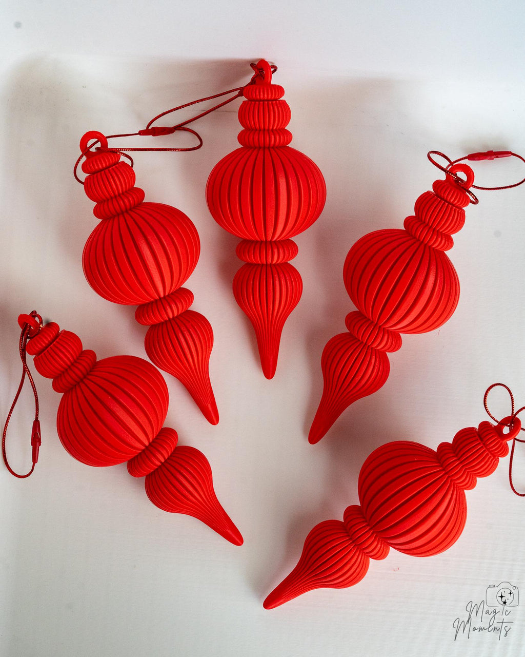 ribbed christmas bauble ornament set