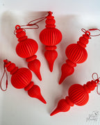 ribbed christmas bauble ornament set