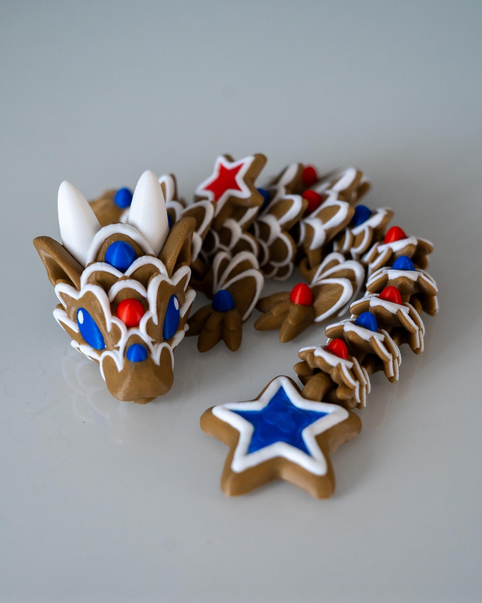 cute gingerbread dragon with star accents 3d printed fantasy creature