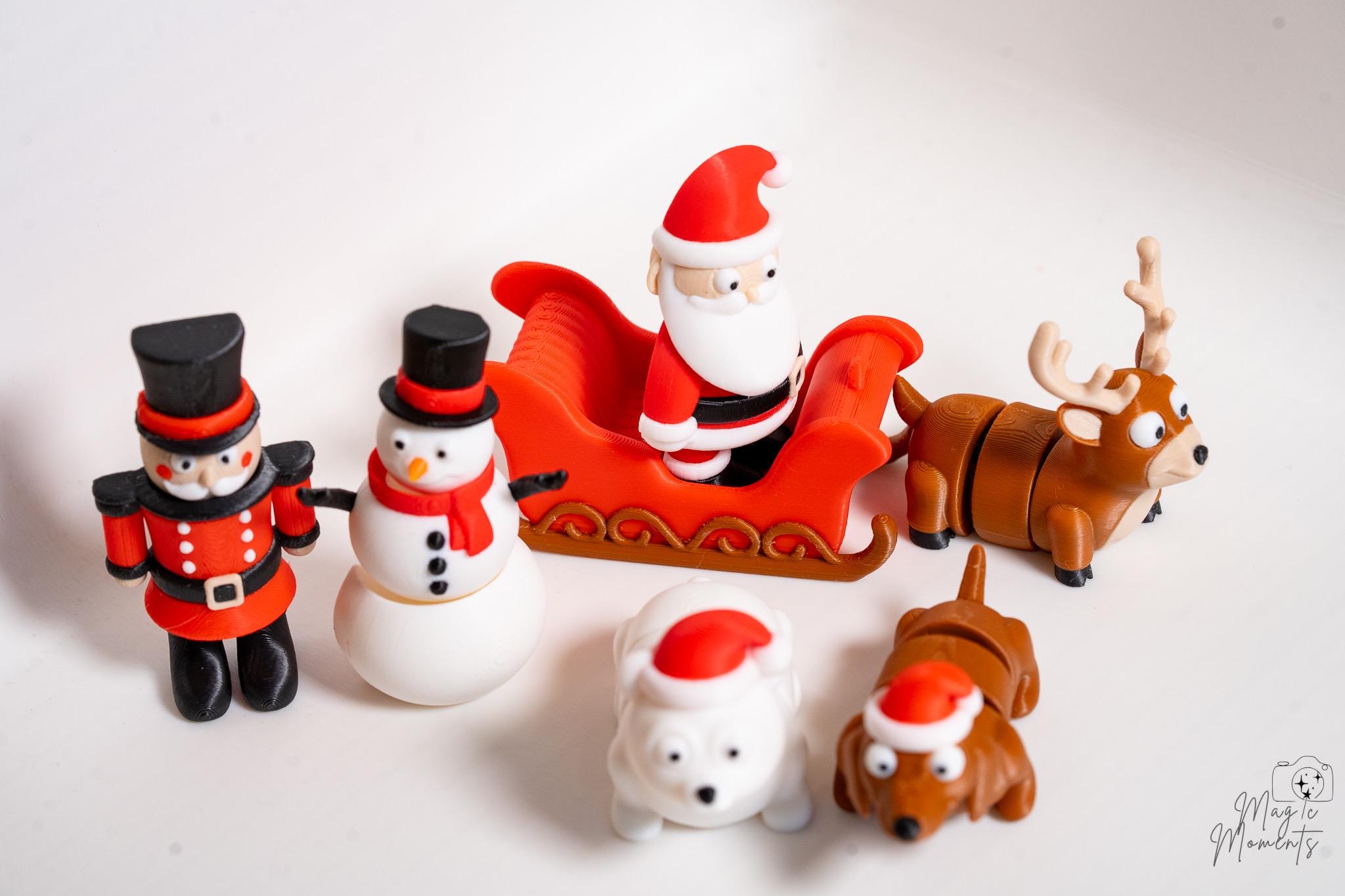 mini christmas figures collection santa snowman reindeer sleigh