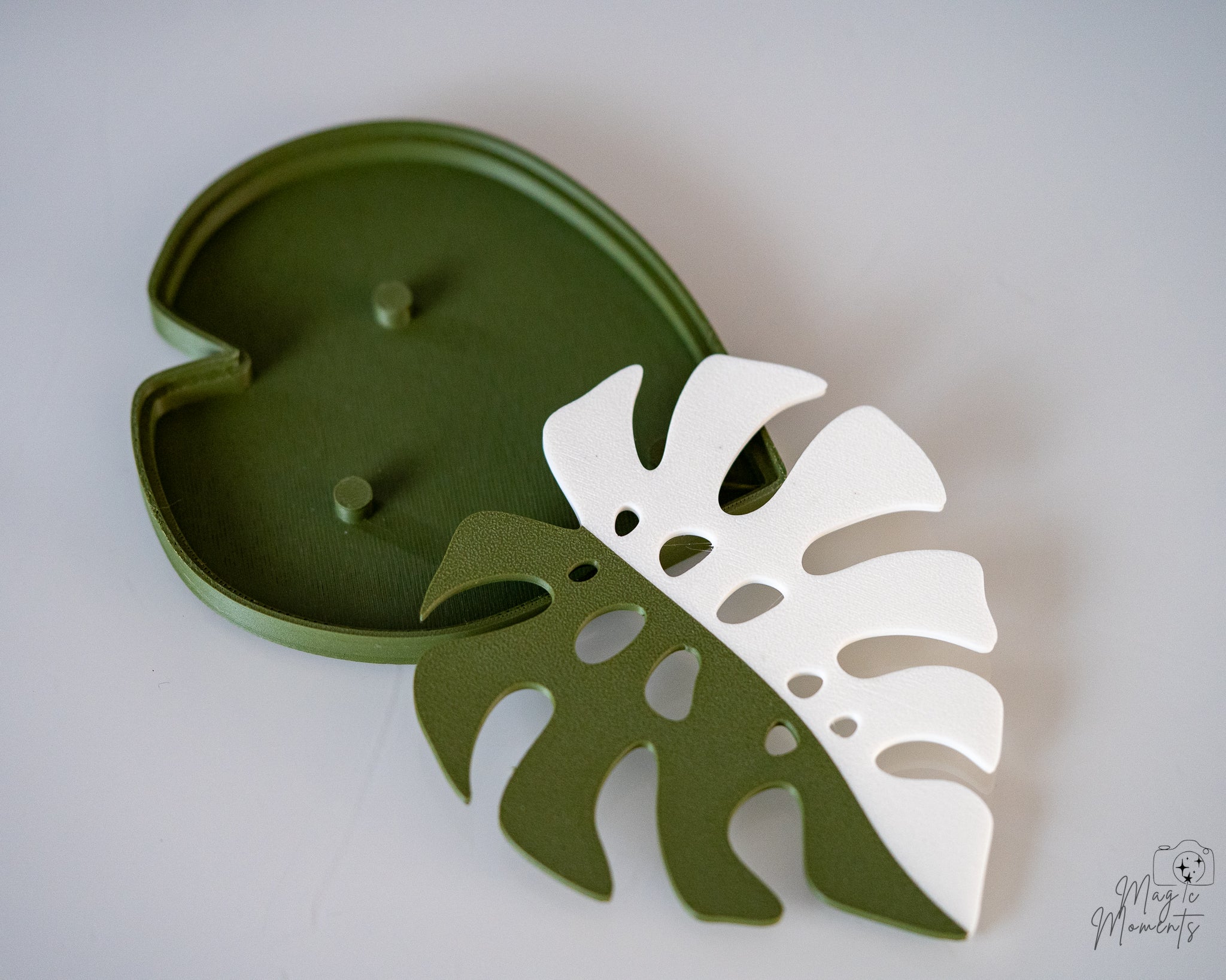 Monstera Soap Dish 3D Printed Leaf Soap Holder Bathroom Kitchen Decor
