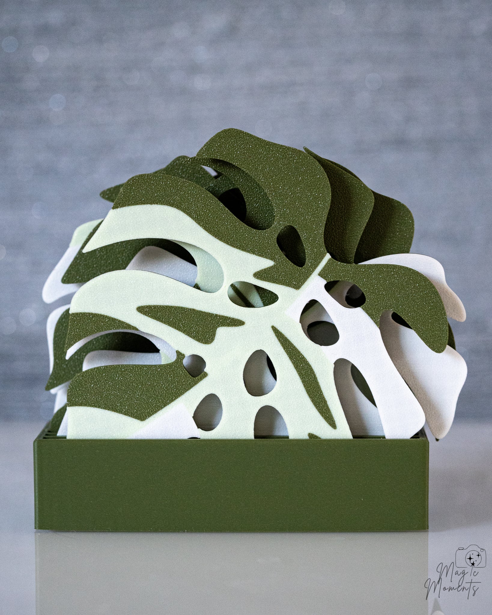 Monstera Coasters Set 3D Printed Leaf Coaster Holder Tropical Table Decor