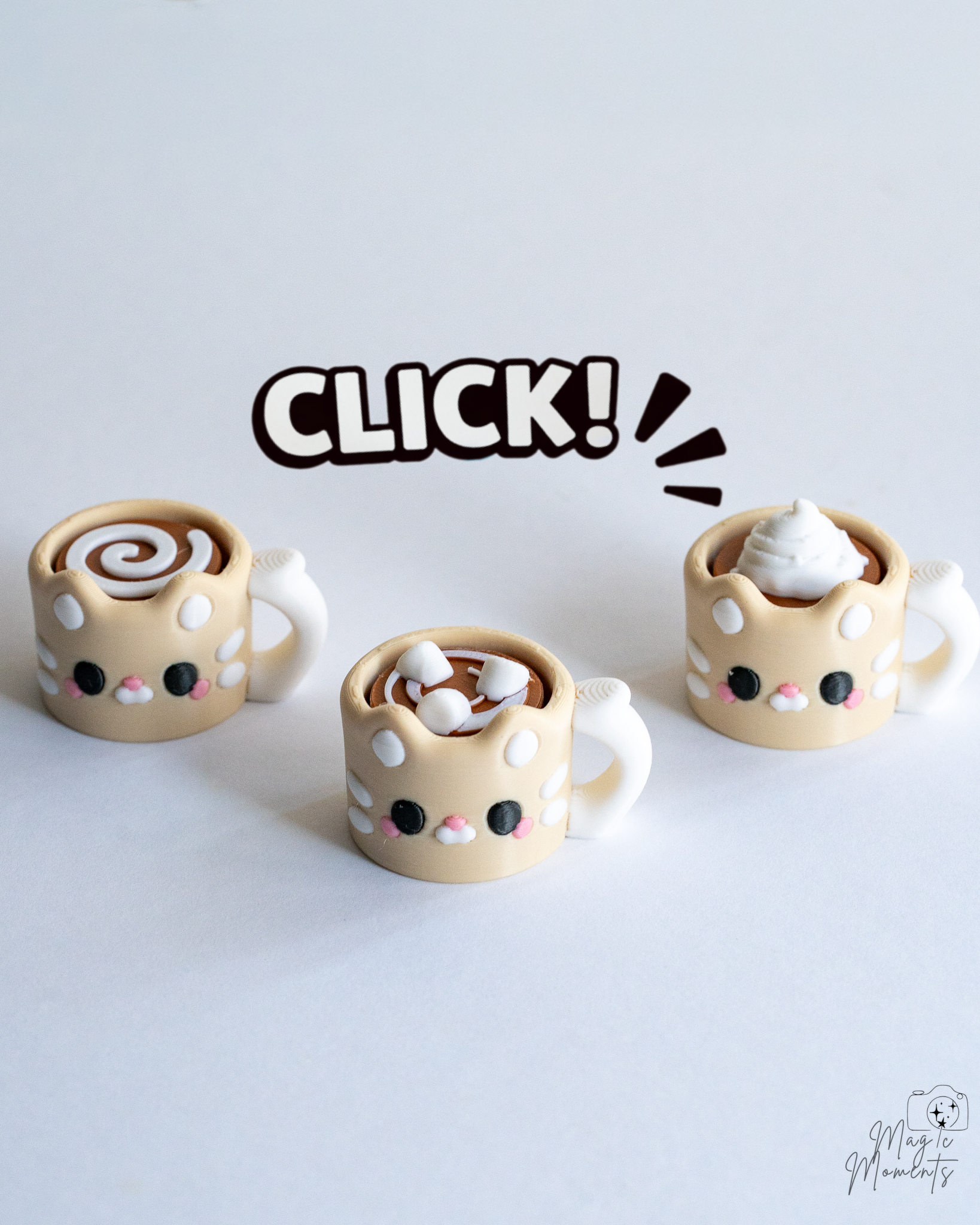 Cappuccino Cat Clicker – Satisfying Fidget Keychain