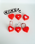 3D printed heart clicker set with hanging loop keychain designs