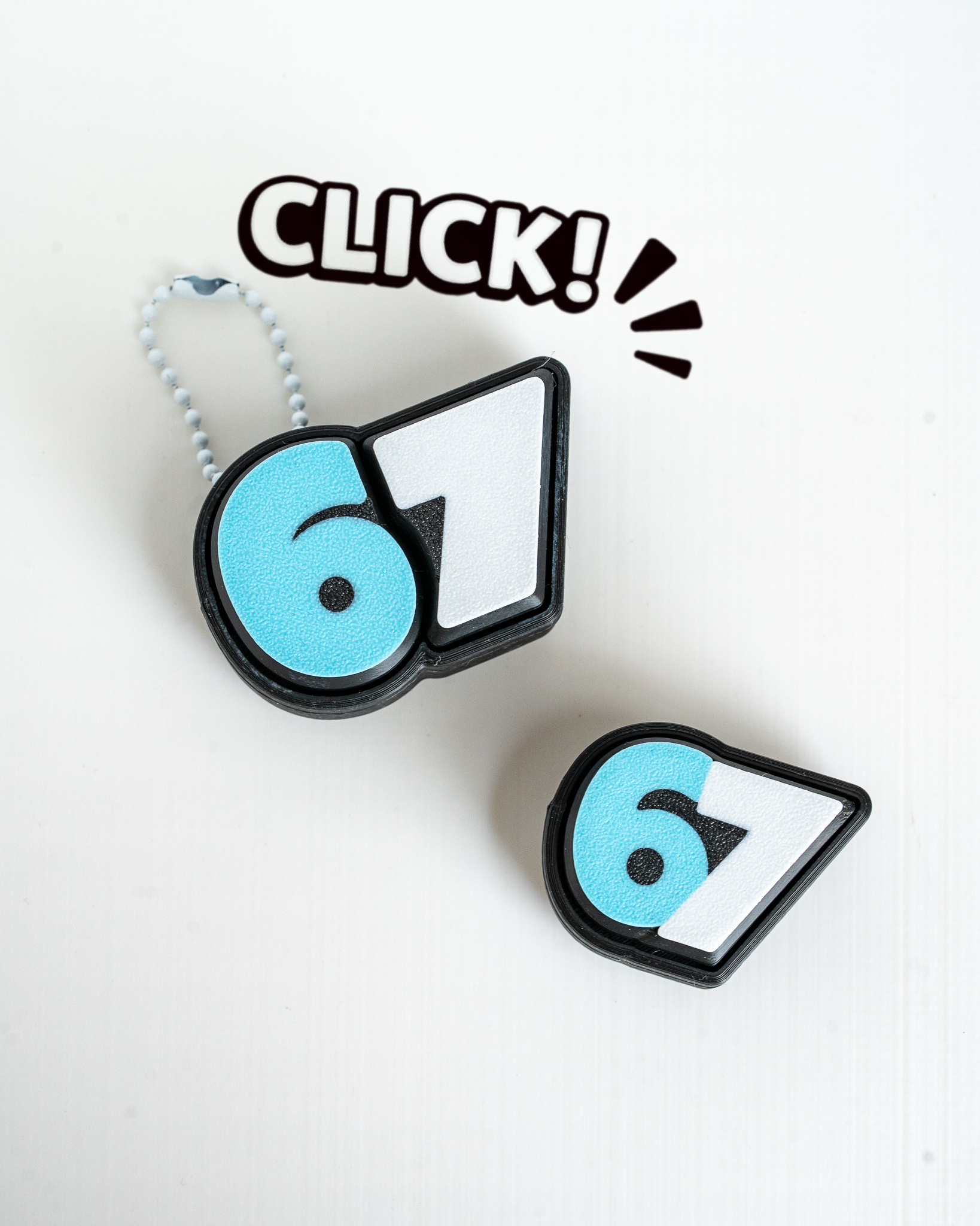 67 fidget clicker keychain 3d printed click action keyring