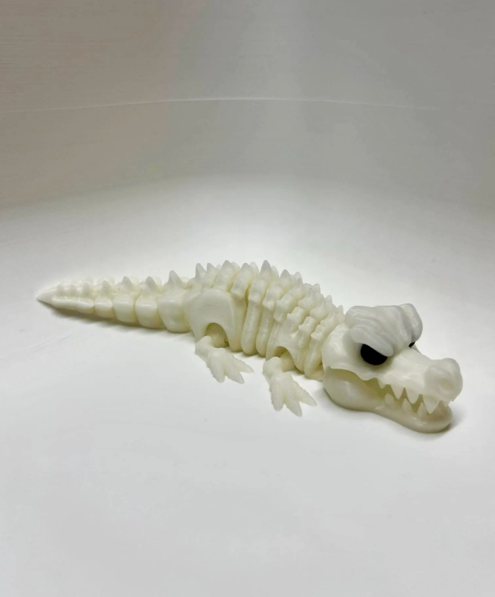 Glow in the Dark Crocodile Skeleton - Articulated 3D Printed Figurine