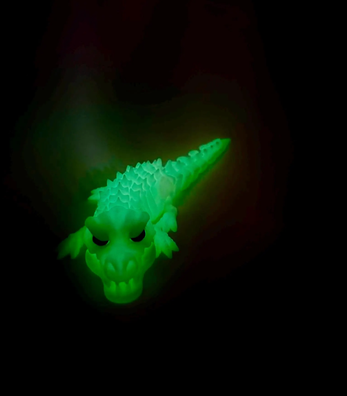 Glow in the Dark Crocodile Skeleton - Articulated 3D Printed Figurine