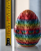 dragon egg next to measuring tape for scale